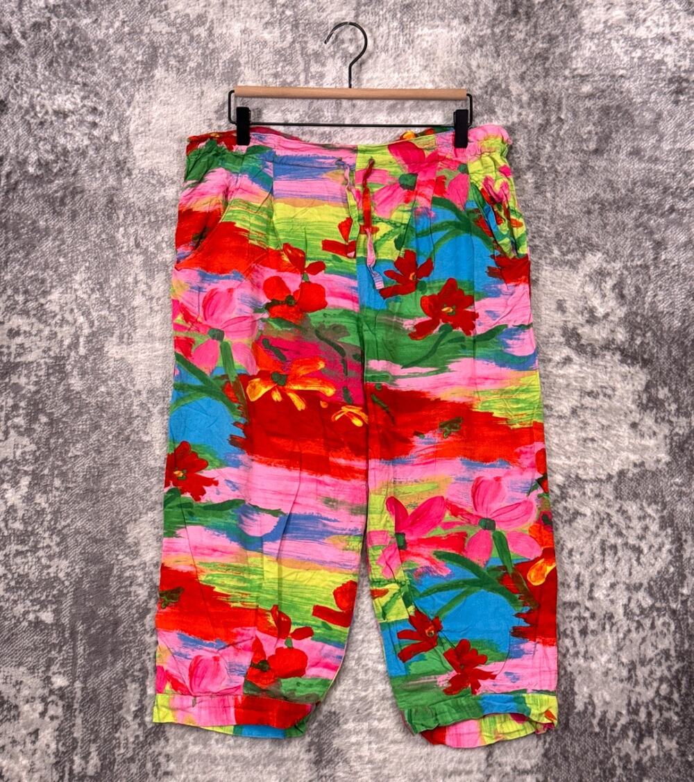 Jams World Pants Medium Womens Floral Beach Art Drawstring
